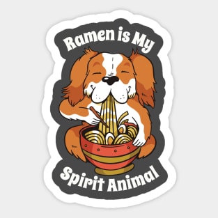 Cute Dog Eating Ramen Design, Great Gift for Ramen Lovers Sticker